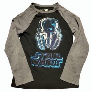 Vtg Star Wars Long Sleeve T-Shirt Darth Vader Black Grey Blue
